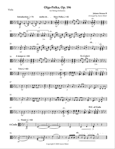 Olga-Polka, Op. 196 (arr. for string orchestra): Viola