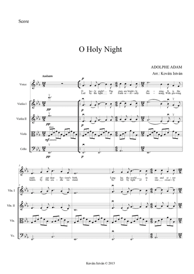 O Holy Night for Vocal Solo and/or String Quartet E-flat