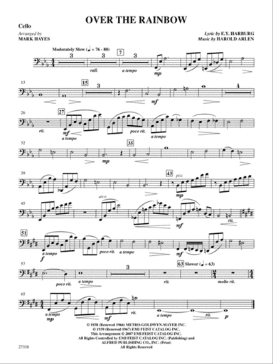 Over the Rainbow (from the musical The Wizard of Oz): Cello