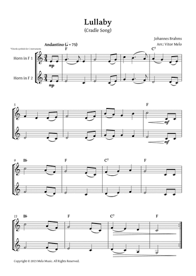 Brahms Lullaby - Horn duet