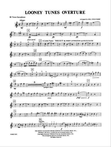 Looney Tunes Overture: B-flat Tenor Saxophone