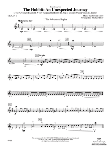 The Hobbit: An Unexpected Journey, Selections from: 2nd Violin