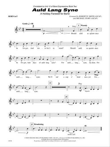 Auld Lang Syne (A Holiday Farewell for Band): 1st F Horn