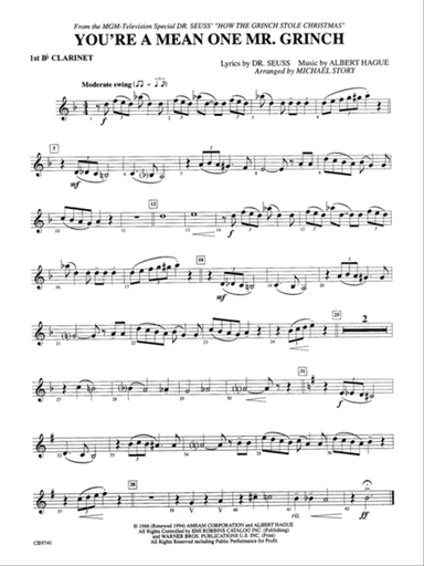 You're a Mean One, Mr. Grinch: 1st B-flat Clarinet