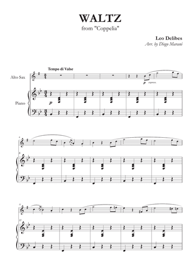Waltz from Coppelia for Alto Saxophone and Piano