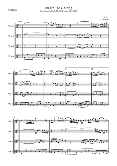 Air On The G String (J.S. Bach) for Viola Quartet