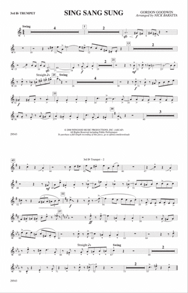 Sing Sang Sung: 3rd B-flat Trumpet