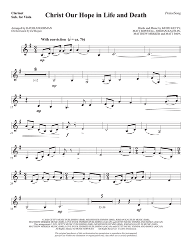 Christ Our Hope In Life And Death (arr. David Angerman) - Clarinet (sub Viola)