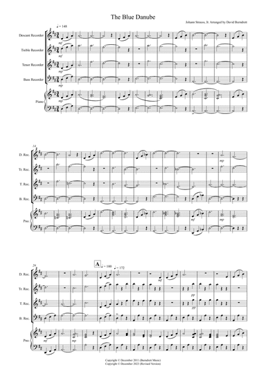 The Blue Danube for Recorder Quartet