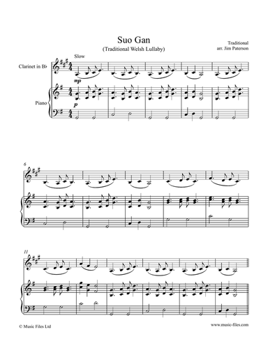 Suo Gân - Welsh Lullaby (clarinet and piano)