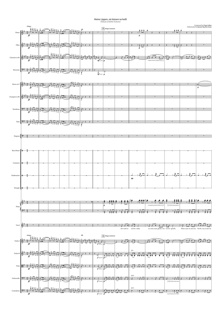Meine Lippen, sie küssen so heiß (Orchestra Arrangement)