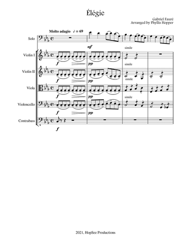 Élégie - Cello plus string orchestra