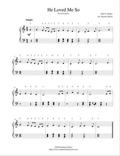He Loved Me So - for easy piano