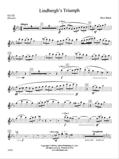 Lindbergh's Triumph: Flute