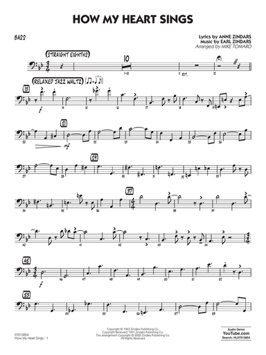 How My Heart Sings (arr. Mike Tomaro) - Bass