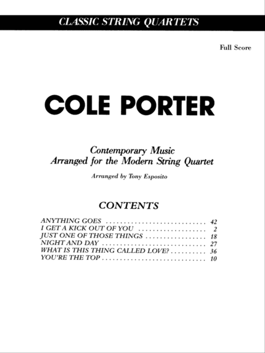Cole Porter (Classic String Quartets): Score