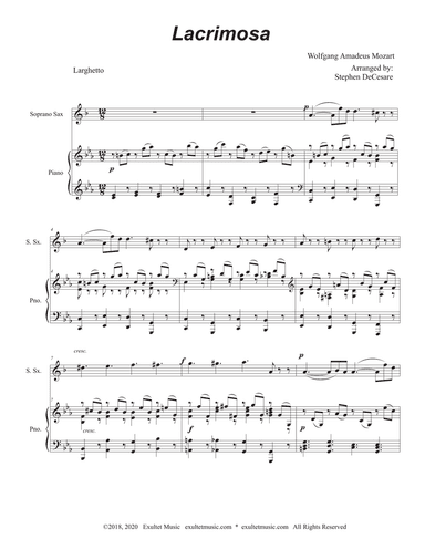 Lacrimosa (Soprano Saxophone and Piano)
