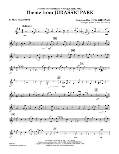 Theme from Jurassic Park - Eb Alto Saxophone