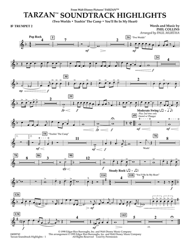 Tarzan Soundtrack Highlights (from Disney's Tarzan) (arr. Paul Murtha) - Bb Trumpet 2