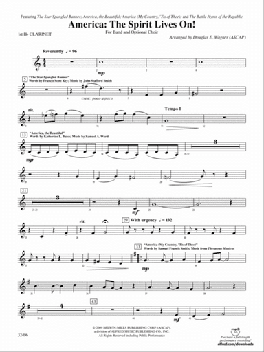 America: The Spirit Lives On! (for Band and Optional Choir): 1st B-flat Clarinet