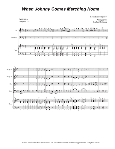 When Johnny Comes Marching Home (Brass Quartet and Piano)