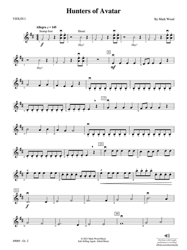 Hunters of Avatar: Violin 1 - Grade 2
