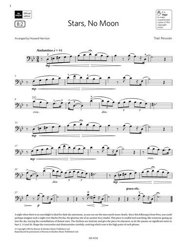 Stars, No Moon (Grade 3, B2, from the ABRSM Cello Syllabus from 2024)