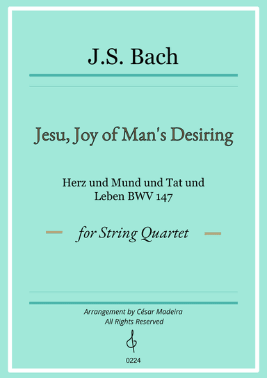 Jesu, Joy of Man's Desiring - String Quartet (Individual Parts)