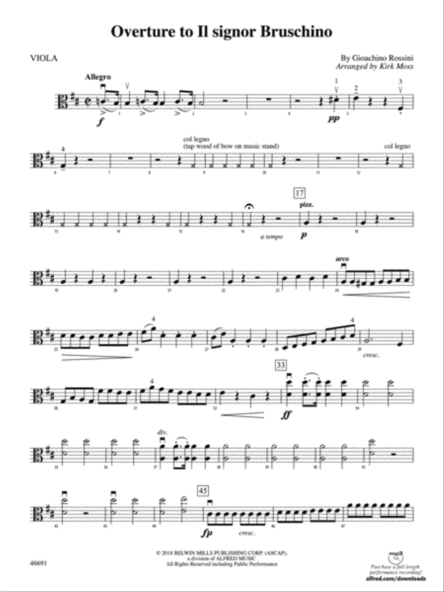 Overture to Il signor Bruschino: Viola