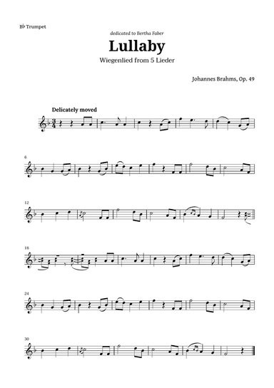 Wiegenlied (lullaby) by Brahms for Trumpet