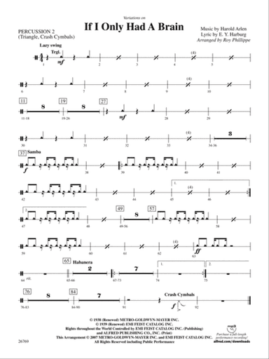 Variations on If I Only Had a Brain (from The Wizard of Oz): 2nd Percussion