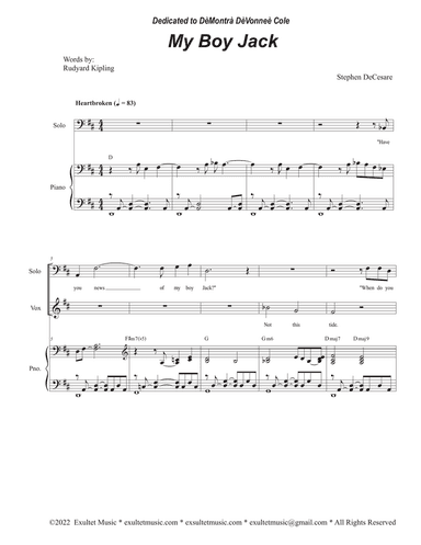 My Boy Jack (Baritone solo and Unison choir)