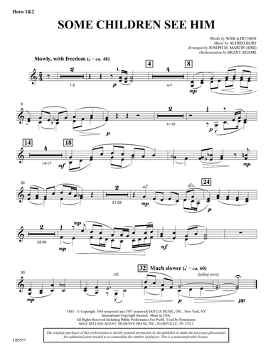 Some Children See Him (arr. Joseph M. Martin) - Horn 1 & 2