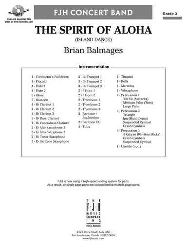 The Spirit of Aloha: Score