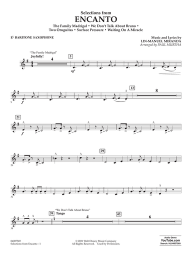 Selections from Encanto (arr. Paul Murtha) - Eb Baritone Saxophone