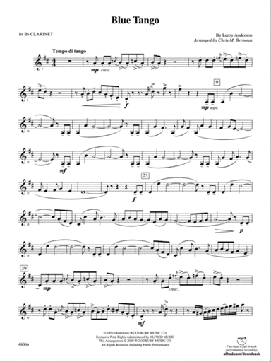 Blue Tango: 1st B-flat Clarinet