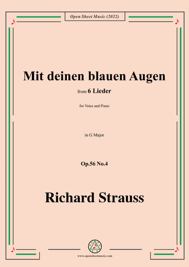 Richard Strauss-Mit deinen blauen Augen,in G Major