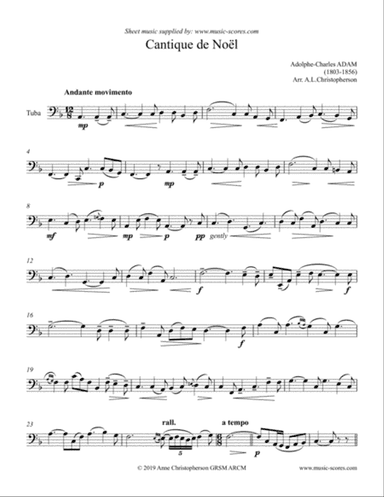 O Holy Night; Cantique de Noel - Tuba Solo