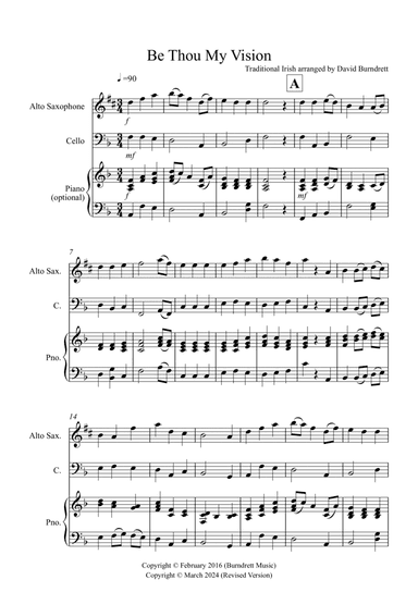 Be Thou My Vision for Alto Saxophone and Cello Duet