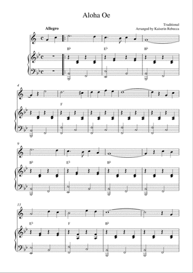 Aloha Oe (soprano saxophone solo and piano accompaniment)