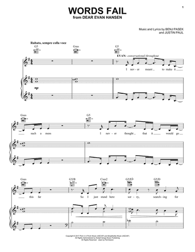 Words Fail (from Dear Evan Hansen)