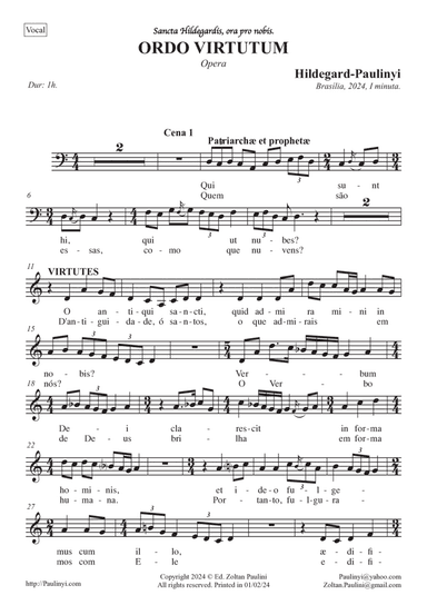 Ordo Virtutum (latine), Ordem das Virtudes (português). Ed. Dr Zoltan Paulinyi (minuta)