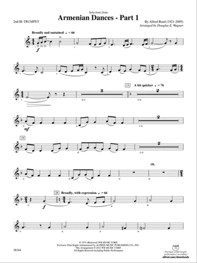Armenian Dances, Part 1, Selections from: 2nd B-flat Trumpet