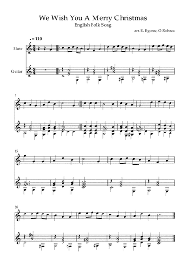 We Wish You A Merry Christmas, English Folk Song, For Flute & Guitar