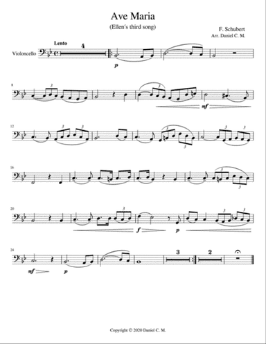 Ave Maria for cello and piano (low register)