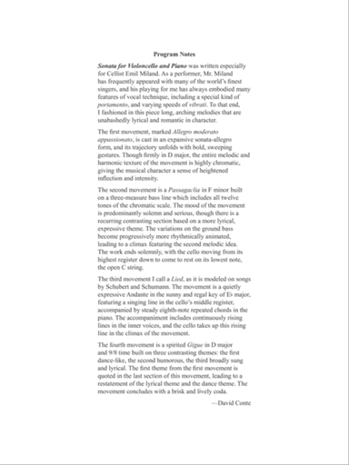 Sonata for Violoncello and Piano (Downloadable)