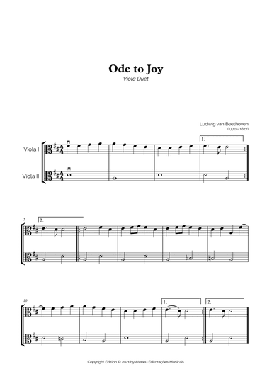 Ode to Joy for Easy Viola Duet