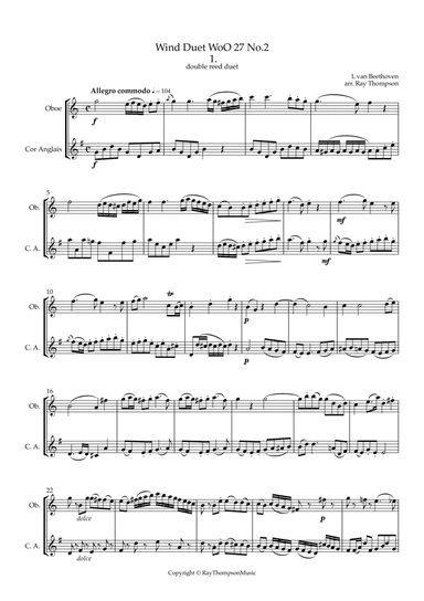 Beethoven: Wind Duet WoO 27 No.1 Mvt.I Allegro commodo - double reed duet (Ob./C.A. or Ob./Bsn.))