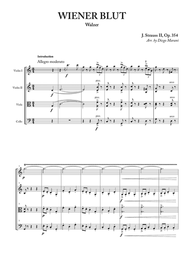 Wiener Blut for String Quartet