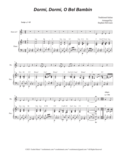 Dormi, Dormi, O Bel Bambin (French Horn solo and Piano)